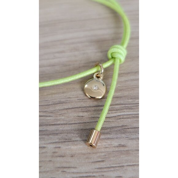 Marc by Marc Jacobs Neon Yellow Cord Friendship Bracelet Gold Charm NWT - Picture 4 of 6